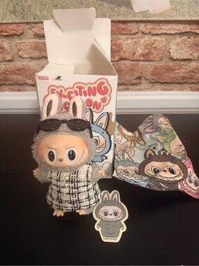 Labubu Exciting Macron Pop Mart The Monsters- Sesame Bean with Chanel glasses